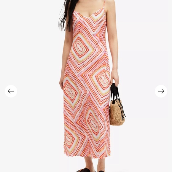 ALLSAINTS Bryony Luisa graphic-print V-neck woven midi dress size 8 NWT - Picture 2 of 7